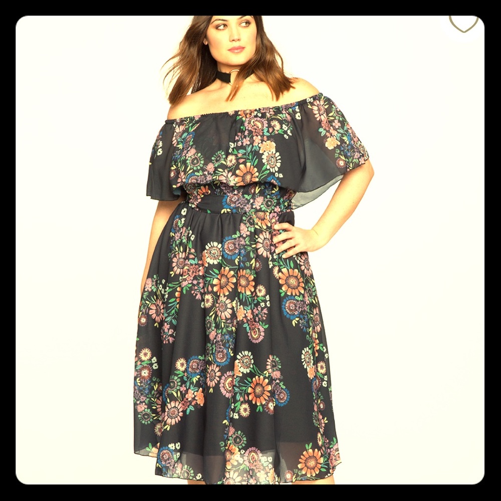 Printed Off Shoulder Midi Dress - Fun & Flirty!